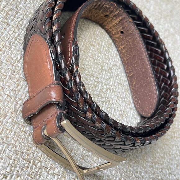 Braided men's belt Dark brown belt Leather classic belt Formal suit belt XL (36- - Picture 3 of 10